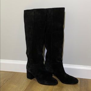 New Via Spiga Suede Knee High Boots - Black